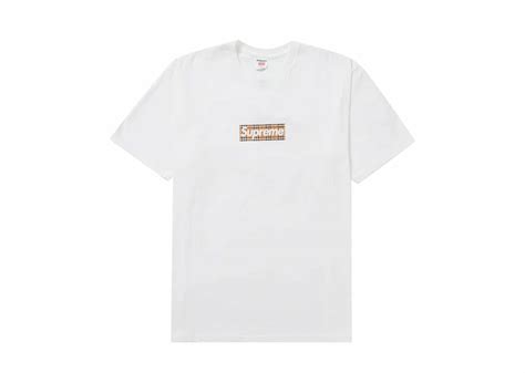 supreme burberry box logo white|supreme burberry logo tee white.